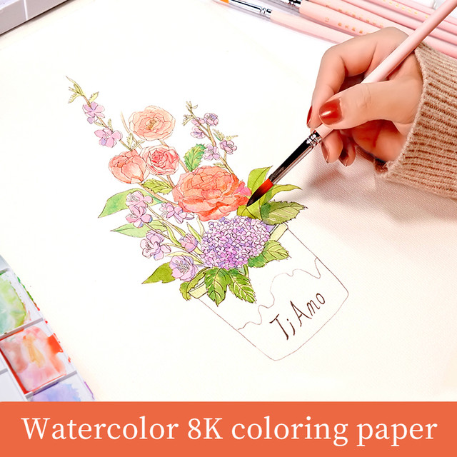 Aquarela para colorir papel para adultos, esboço de flor linha desenho,  iniciantes pintura, prática, arte escolar suprimentos, presentes, 8K -  AliExpress